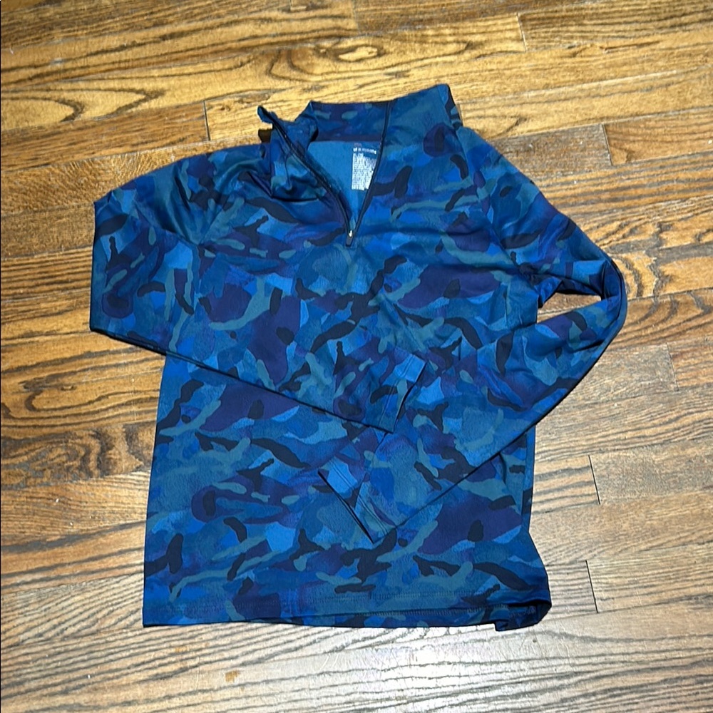 Blue Camouflage Quarter-Zip Pullover